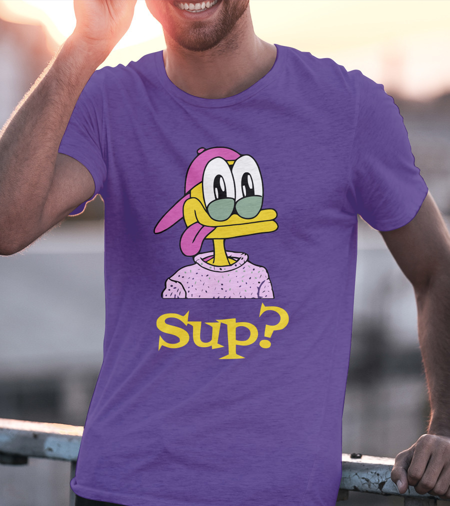 Nft Sup Ducks Purple Background Retro Cartoon T-Shirt