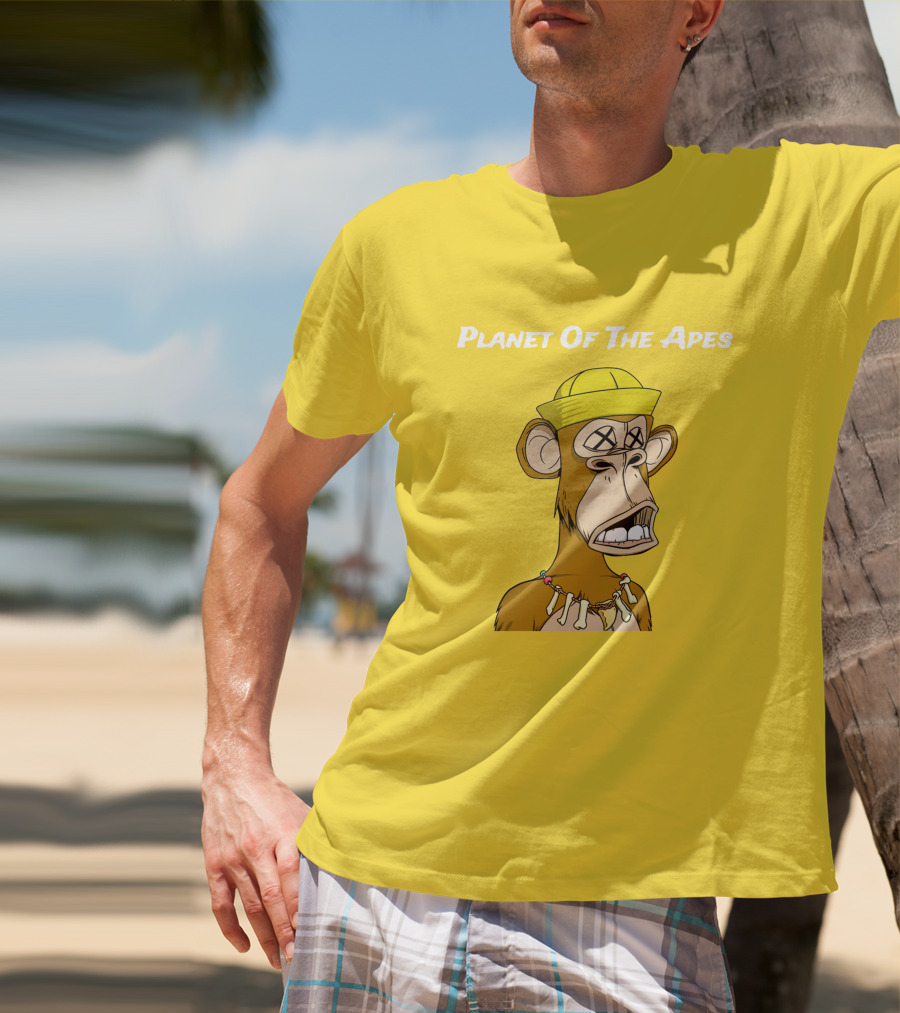Planet Of The Apes NFT Style Yellow Hat Cross-Eyed Ape T-Shirt