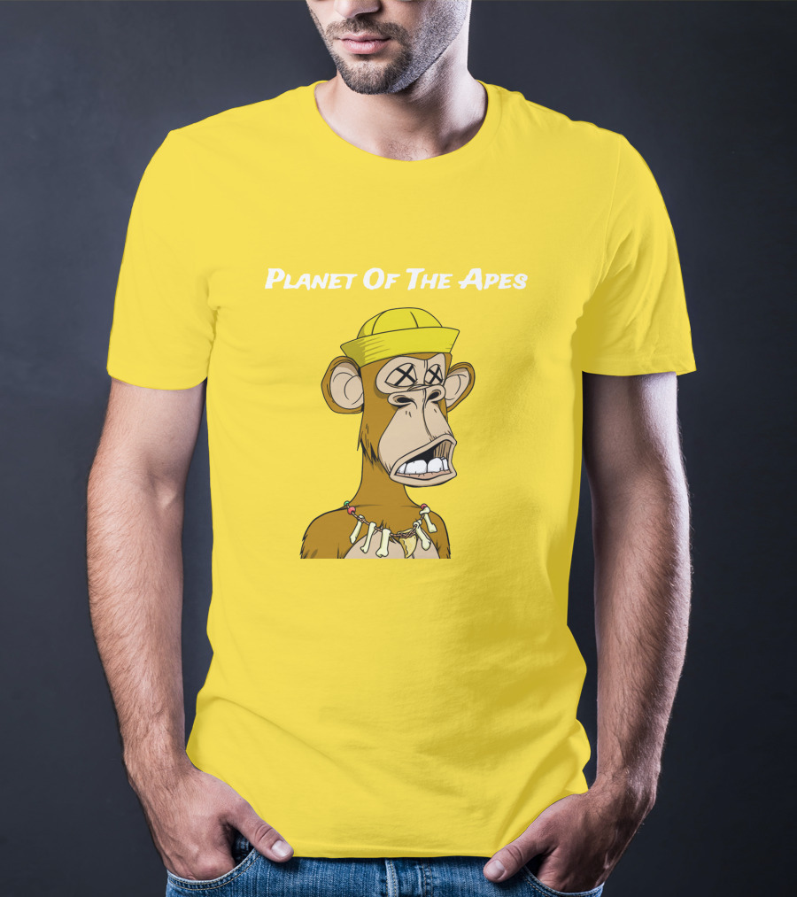 Planet Of The Apes NFT Style Yellow Hat Cross-Eyed Ape T-Shirt