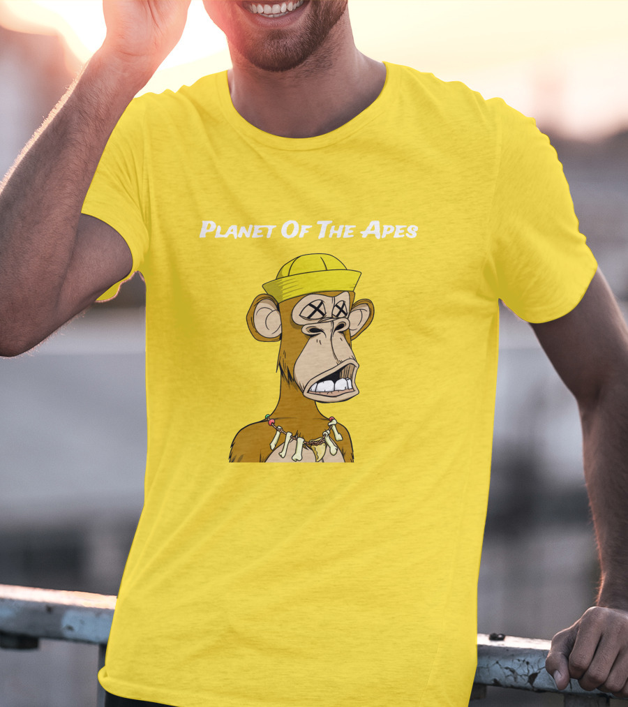 Planet Of The Apes NFT Style Yellow Hat Cross-Eyed Ape T-Shirt