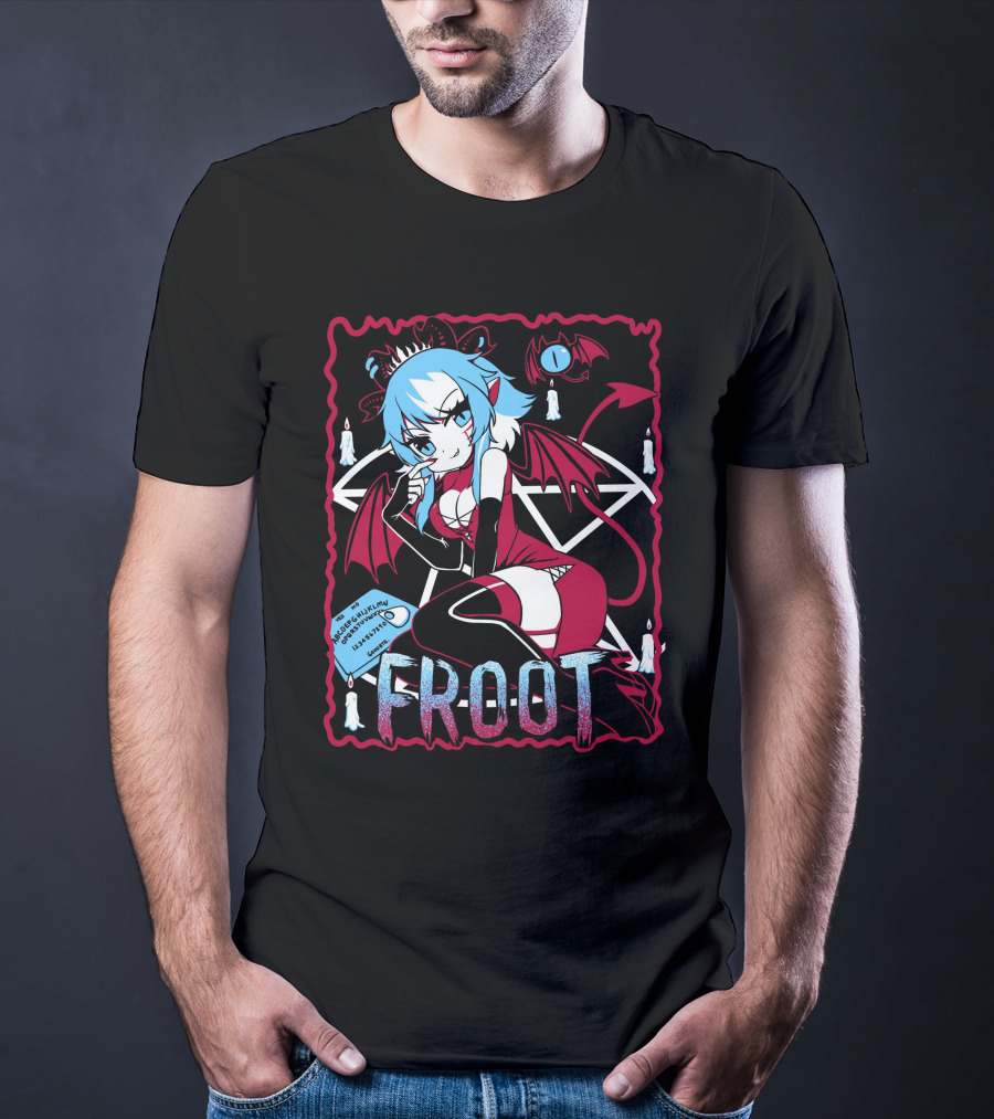 Froot Vtuber Halloween With Pentagram And Demonic Wings T-Shirt