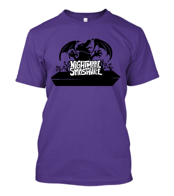Nightmare On Smashville Purple Design Featuring Dragon And Tiny Syd Halloween T-Shirt