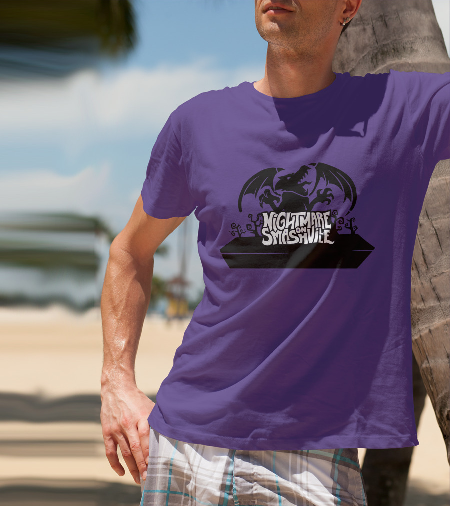 Nightmare On Smashville Purple Design Featuring Dragon And Tiny Syd Halloween T-Shirt