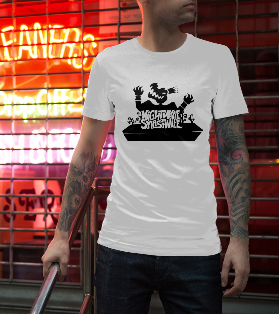 King Crocodile Nightmare On Smashville Halloween Monster Silhouette Spooky T-Shirt