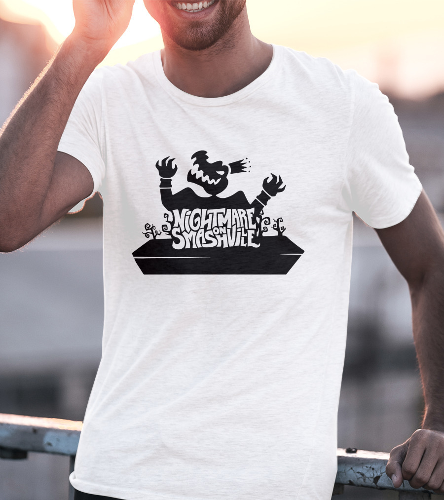 King Crocodile Nightmare On Smashville Halloween Monster Silhouette Spooky T-Shirt