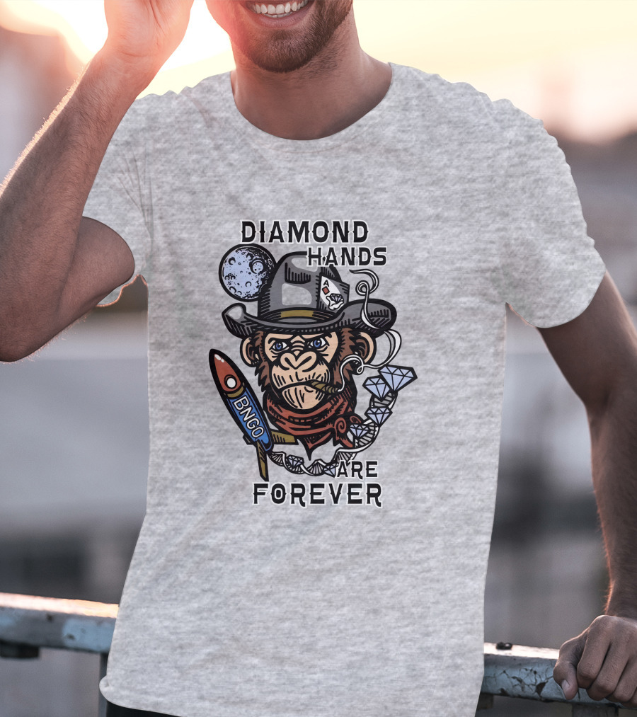 Diamond Hands Are Forever Bngo Ape Cowboy Space Rocket T-Shirt