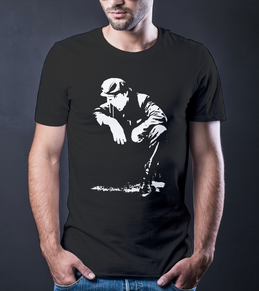 Blow Tees Hopus Tom Waits Monochrome Figure In Cap And Jacket T-Shirt