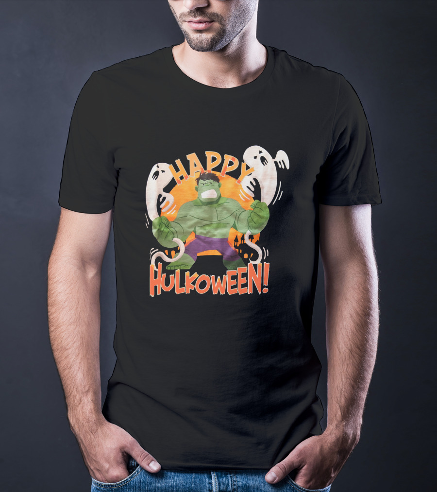 Happy Hulkoween Incredible Hulk Halloween Ghosts And Pumpkins T-Shirt