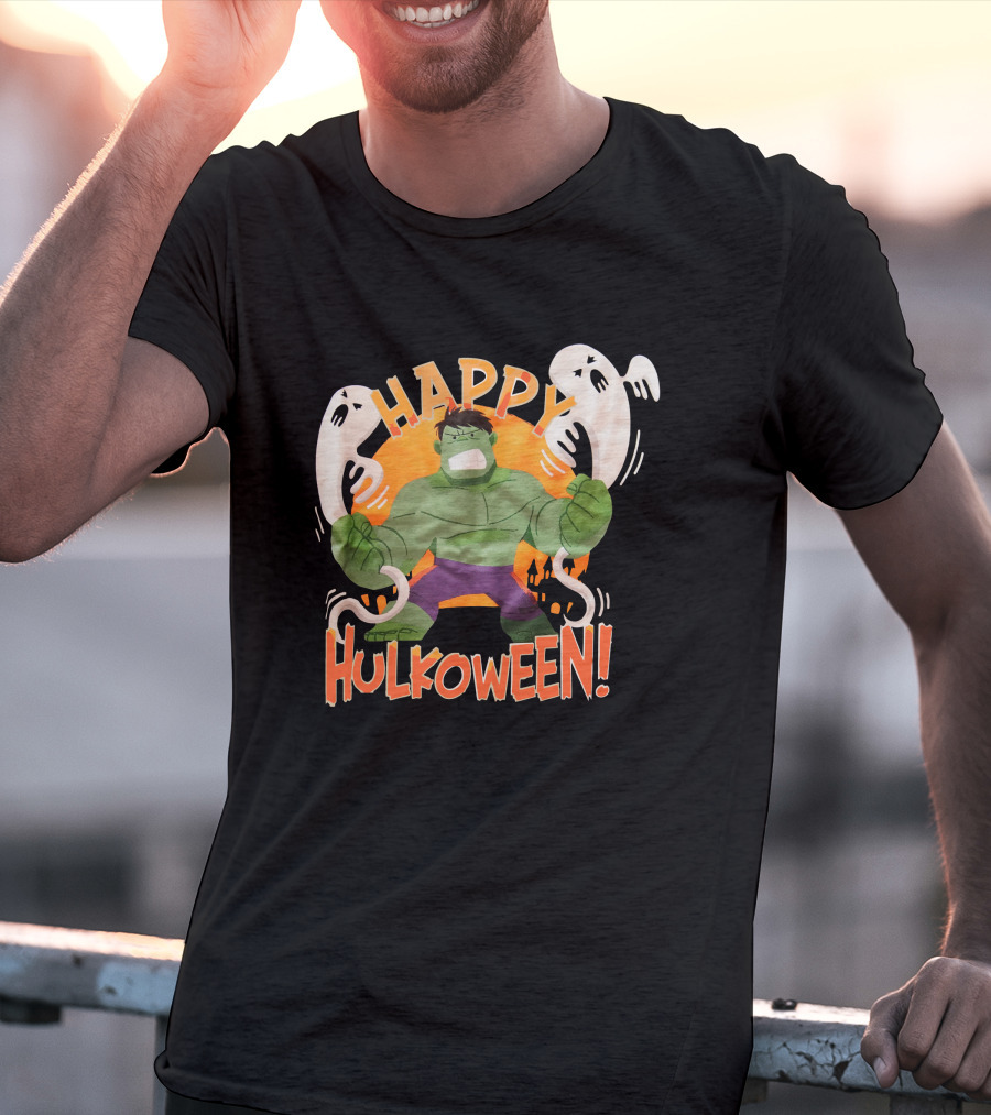 Happy Hulkoween Incredible Hulk Halloween Ghosts And Pumpkins T-Shirt