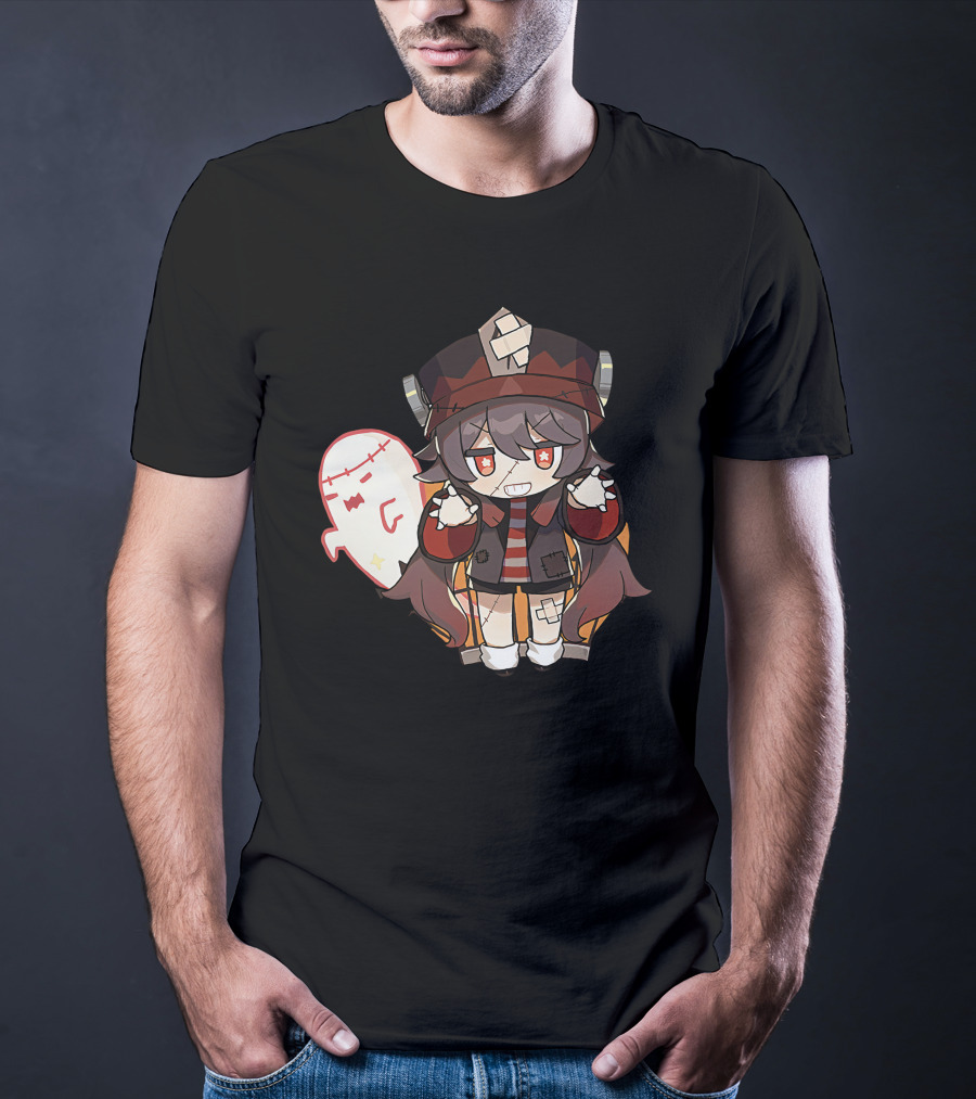 Happy Halloween Genshin Impact Hutao Cute Ghost Character T-Shirt