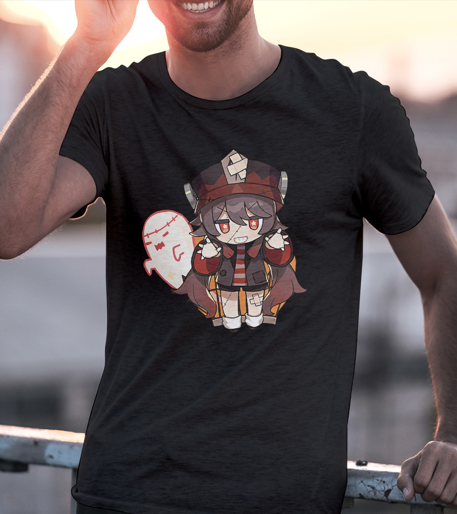 Happy Halloween Genshin Impact Hutao Cute Ghost Character T-Shirt