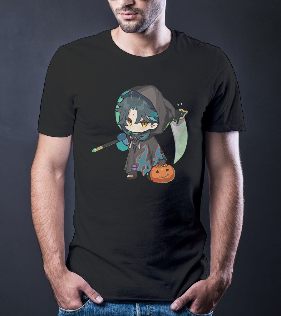 Happy Halloween Genshin Impact Xiao Pumpkin Lantern Ghost Hood T-Shirt