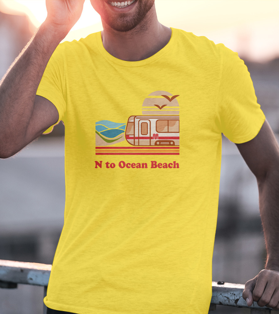 N To Ocean Beach San Francisco Vintage Transit T-Shirt