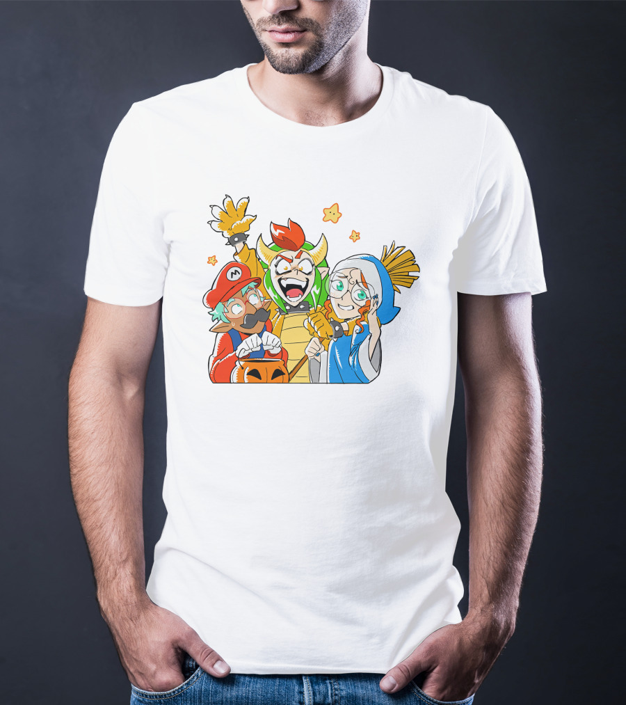 Bowser Mario And Princess Peach Celebrate Happy Halloween T-Shirt