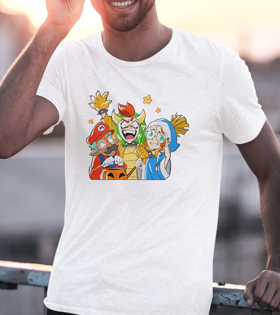 Bowser Mario And Princess Peach Celebrate Happy Halloween T-Shirt