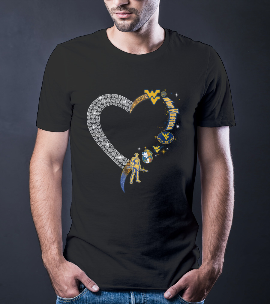 WVM Heart West Virginia Mountaineers Diamond Logo And Mascot T-Shirt
