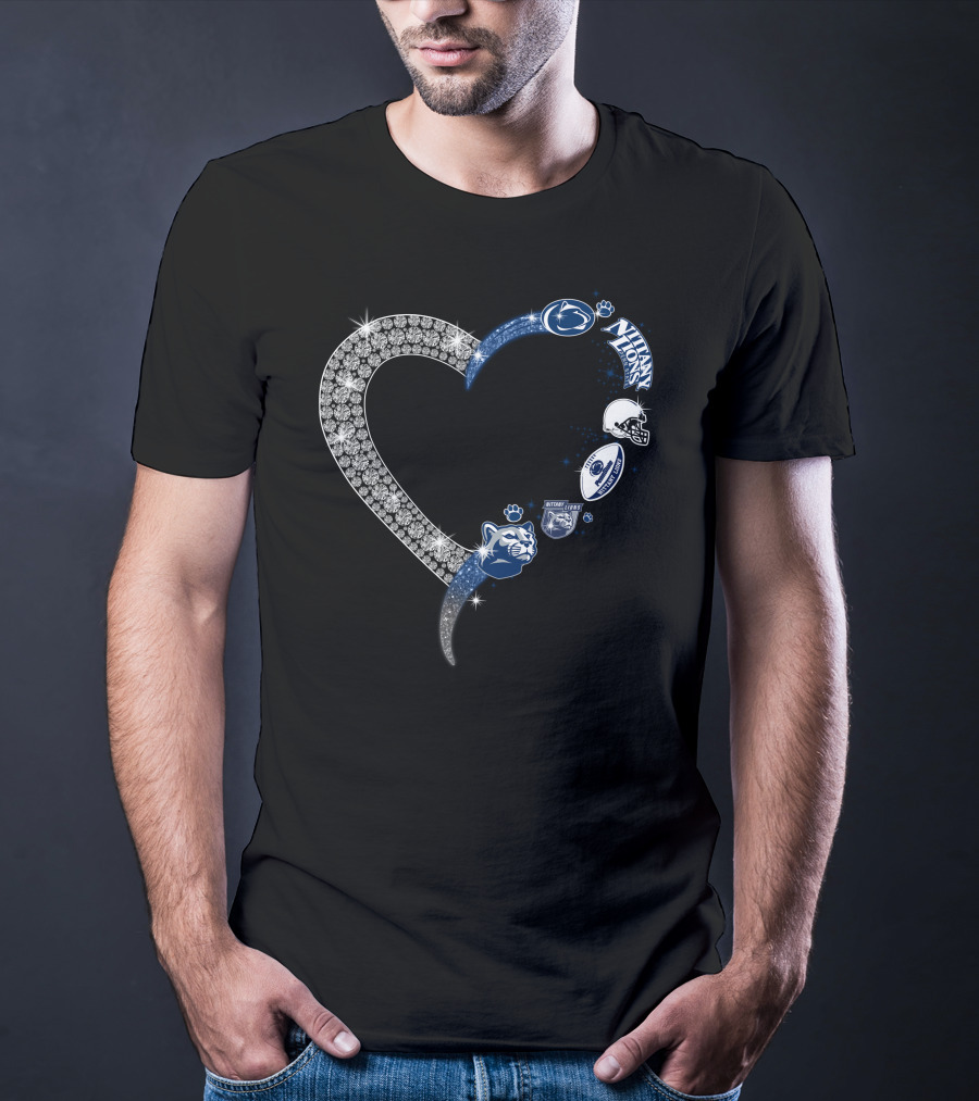Penn State Nittany Lions Heart Logo Crystal T-Shirt
