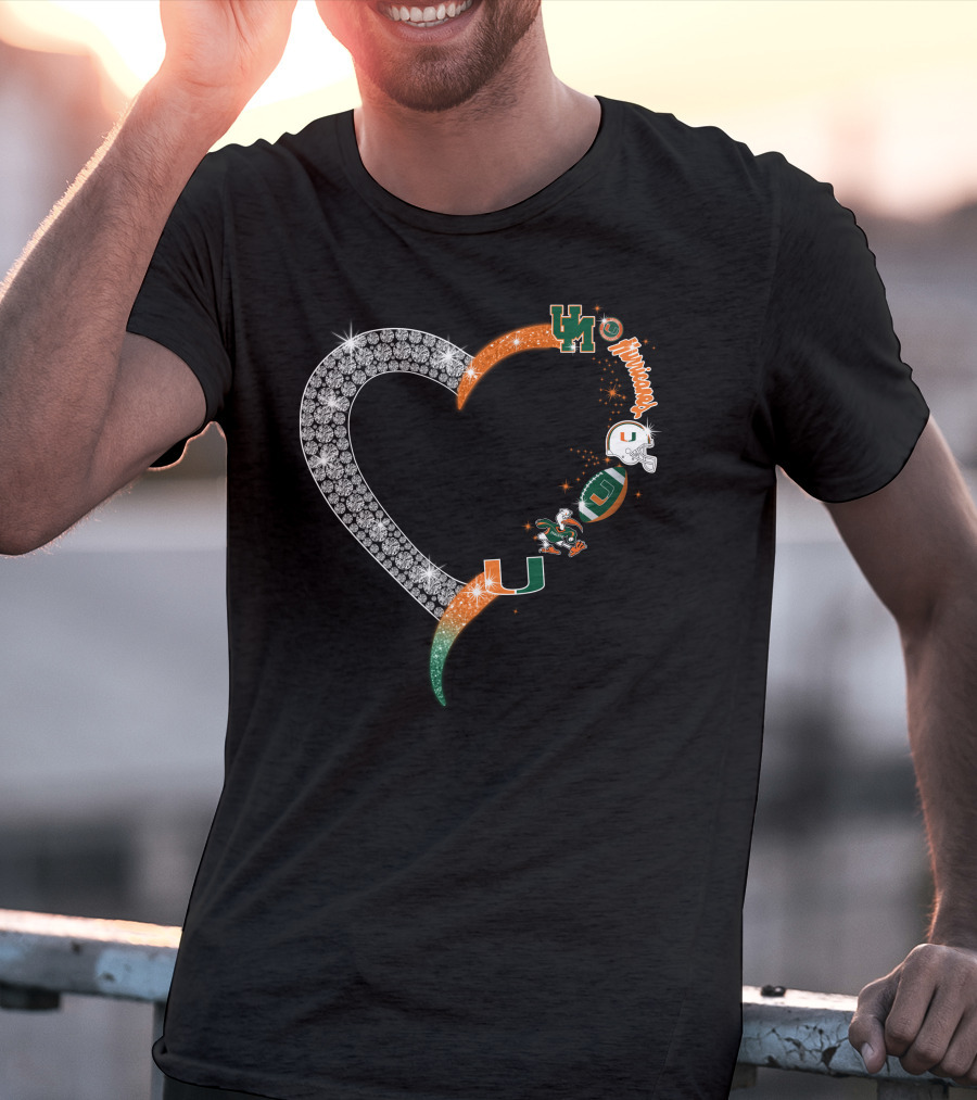 Miami Hurricanes Heart Sparkle U T-Shirt