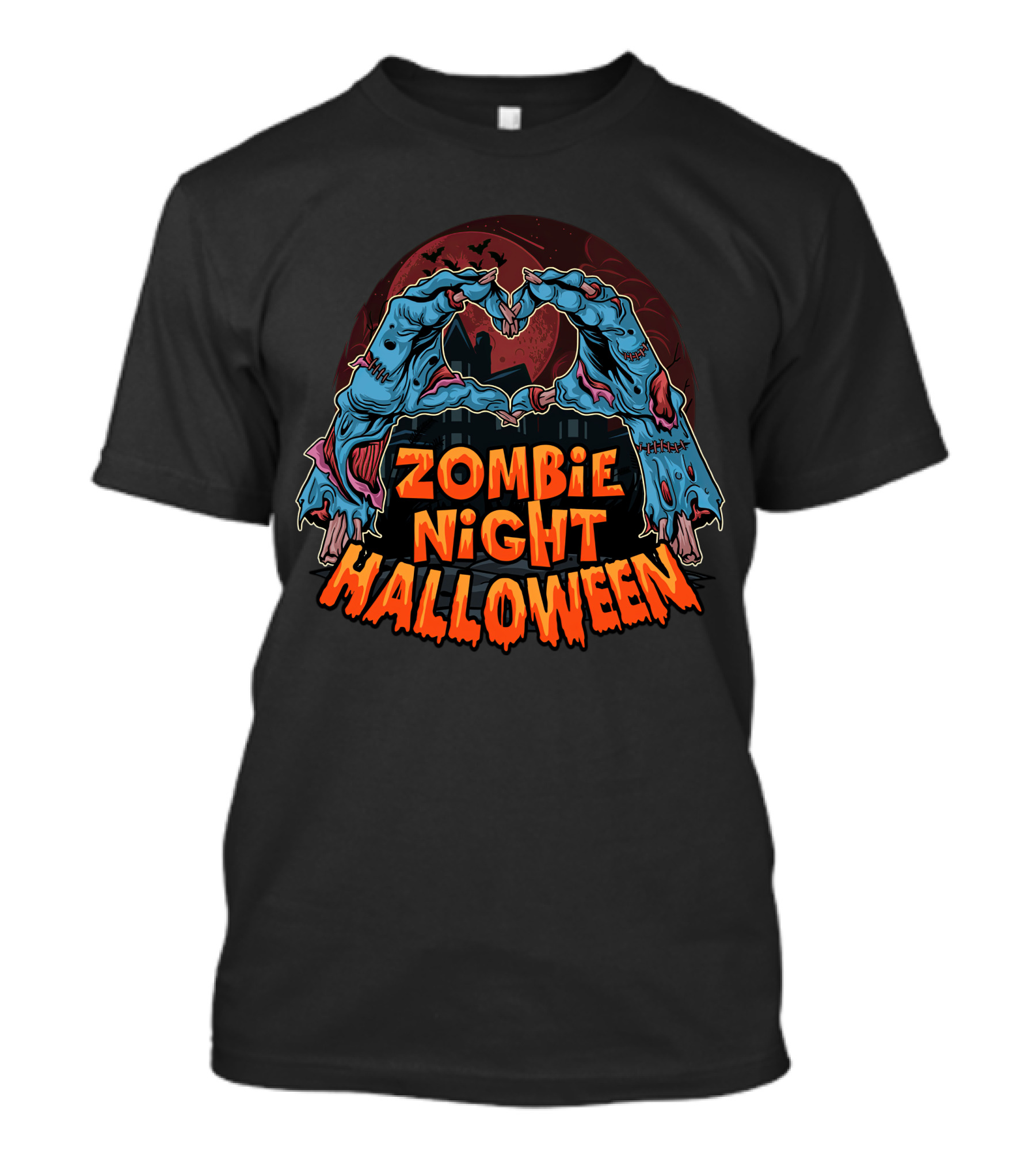Zombie Night Halloween Undead Hands Haunted Moon T-Shirt