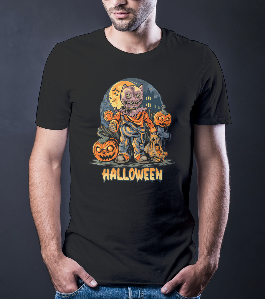 Halloween Pumpkin Trick Or Treat Scary Costume T-Shirt