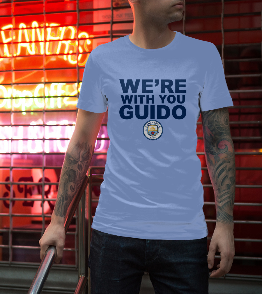 Manchester City We're With You Guido Support Belgian Fan Pep Guardiola Simon Bajkowski T-Shirt