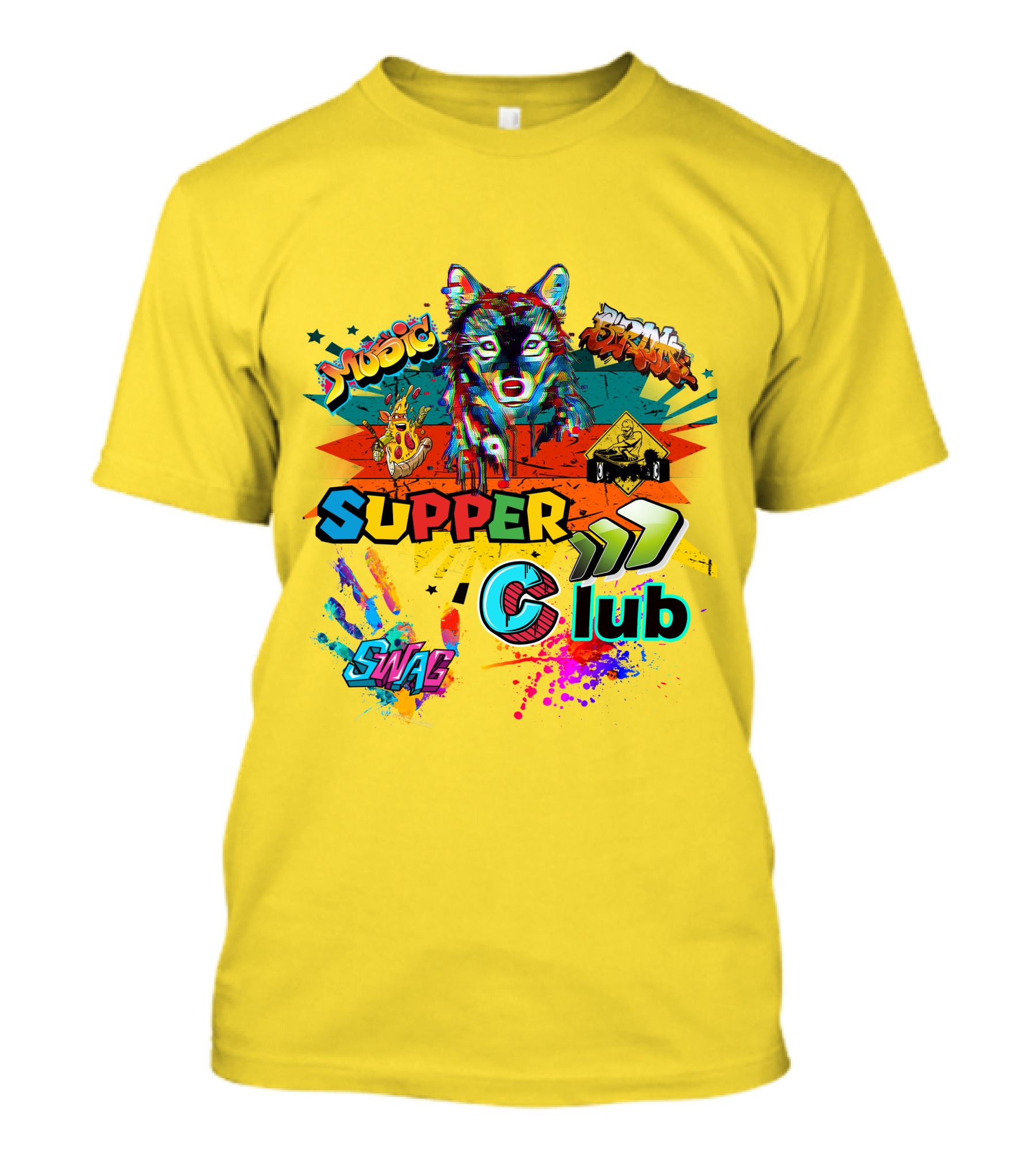 Supper Club Music Swag Street Art Wolf T-Shirt