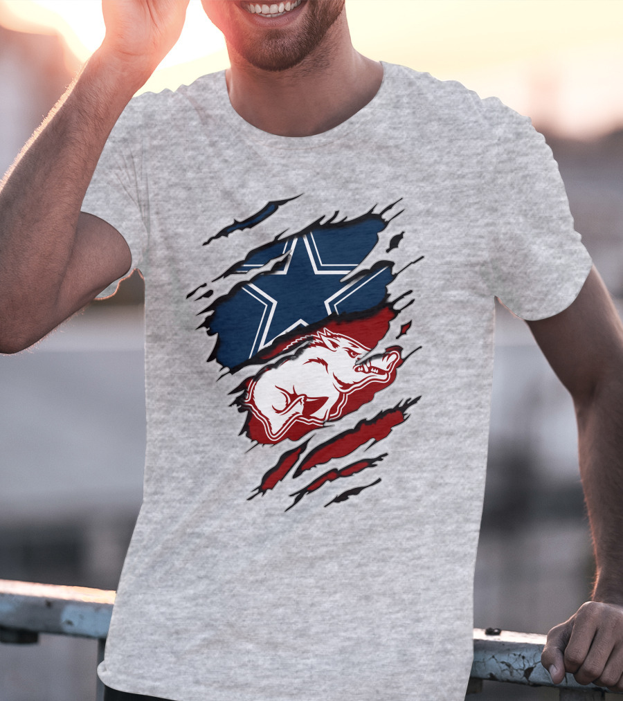 Dallas Cowboys Arkansas Razorbacks Torn T-Shirt