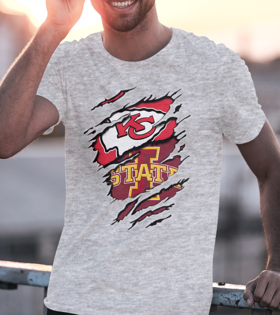 Kansas City Chiefs Iowa State Cyclones Torn T-Shirt