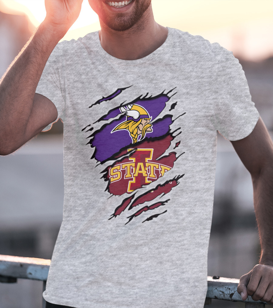 Minnesota Vikings Iowa State Cyclones Ripped T-Shirt