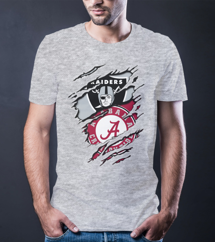 Alabama Crimson Tide Raiders Logo Mashup With Helmeted Mascot T-Shirt