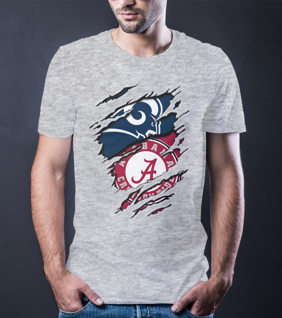 Alabama Crimson Tide Los Angeles Rams Logo Mashup T-Shirt