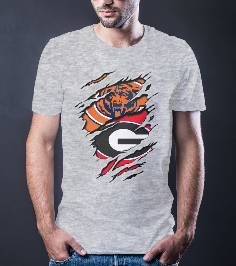 Chicago Bears Georgia Bulldogs Logo Mashup T-Shirt