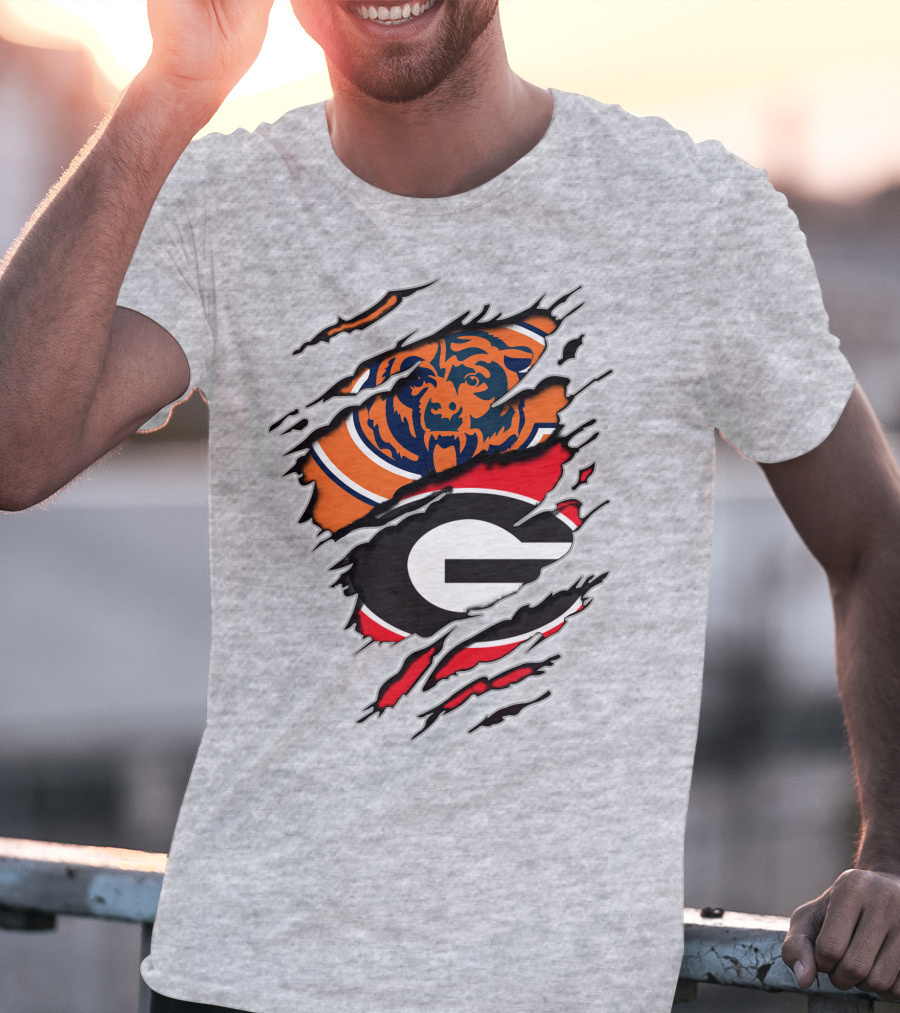 Chicago Bears Georgia Bulldogs Logo Mashup T-Shirt