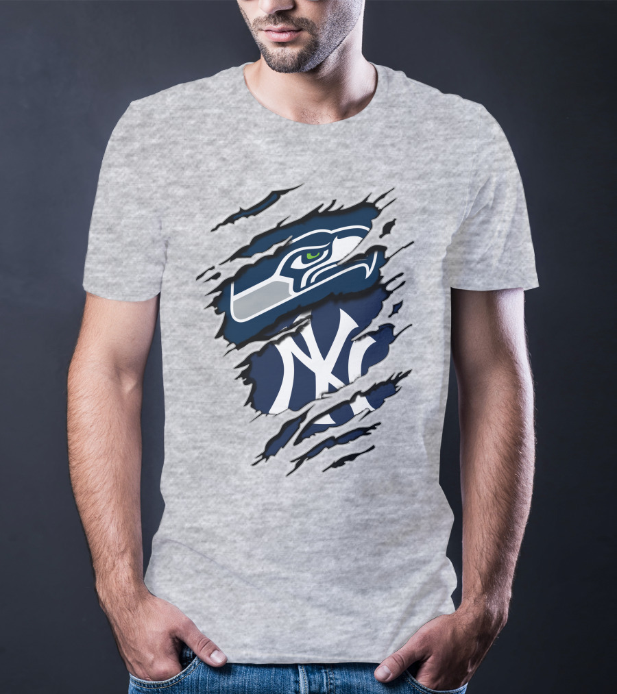 Seahawks Yankees Logo Fusion T-Shirt
