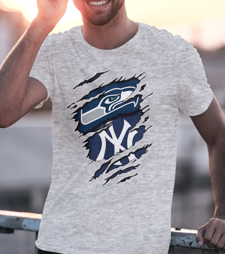 Seahawks Yankees Logo Fusion T-Shirt