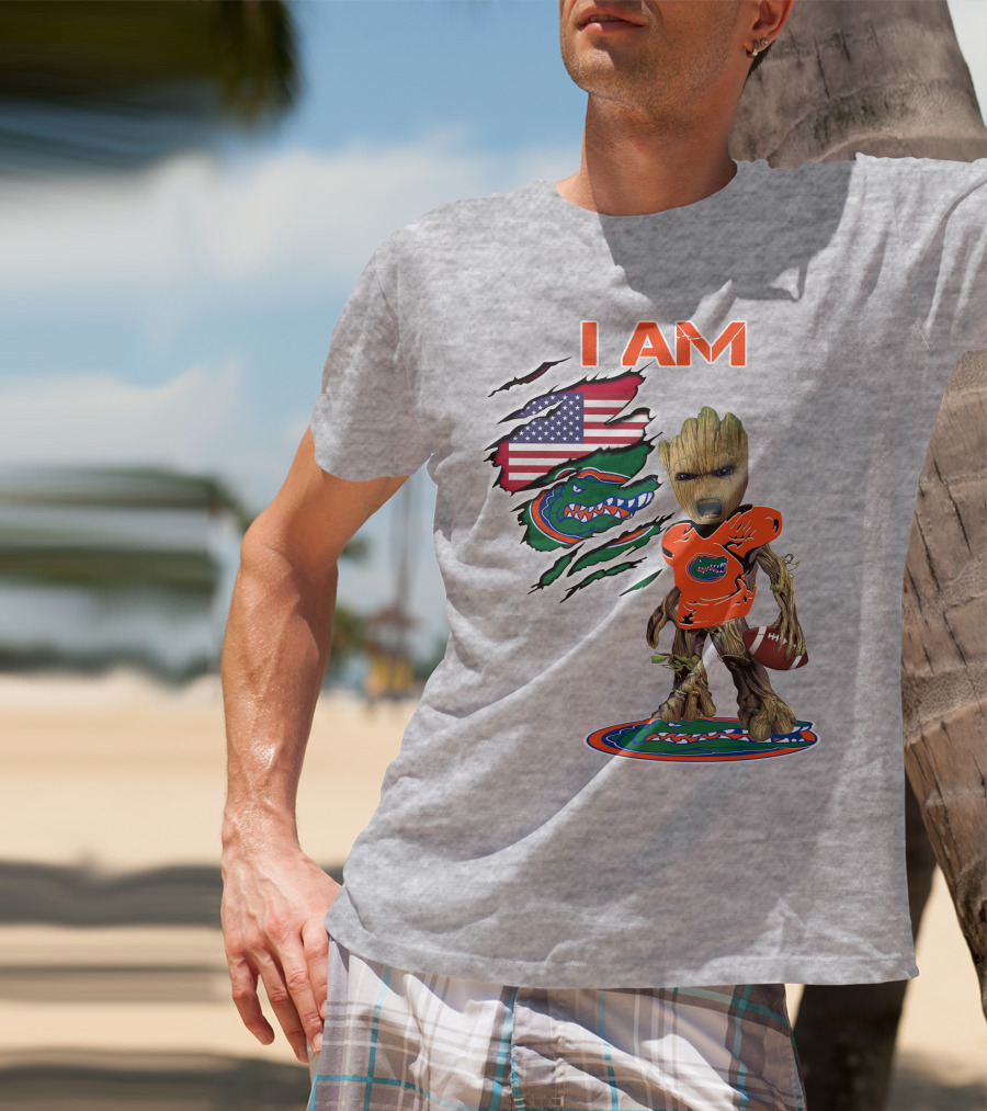 I AM Groot Florida Gators USA Flag Football T-Shirt
