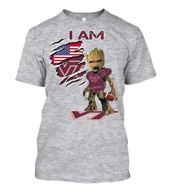 I AM Hokies VT Football And American Flag T-Shirt