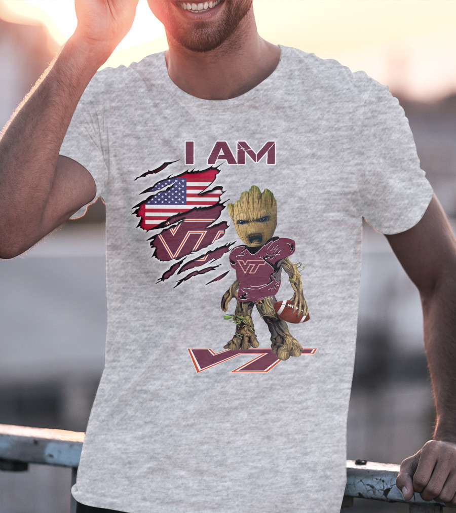 I AM Hokies VT Football And American Flag T-Shirt