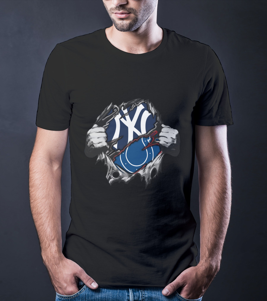 Colts Yankees Logo Fusion Peeling Effect T-Shirt