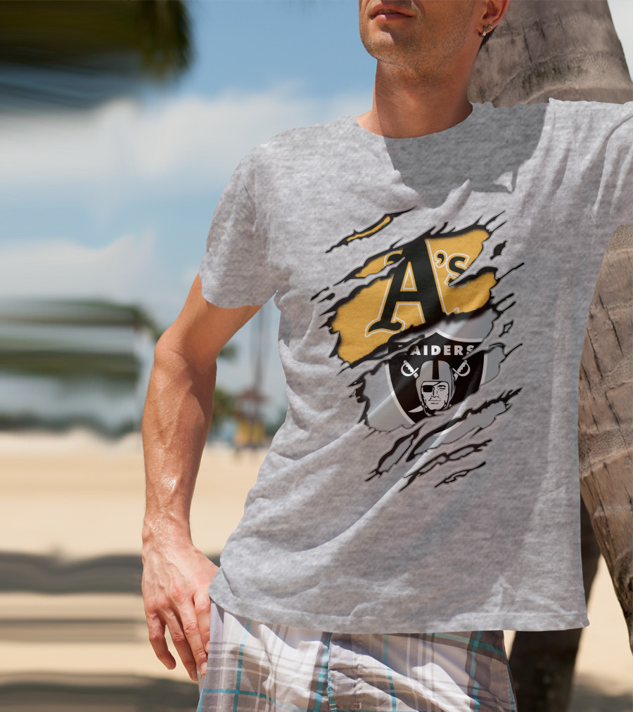 A's Raiders Ripped Crossover Sports T-Shirt