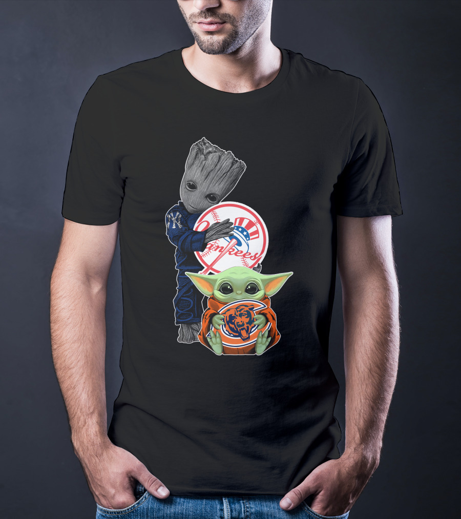 Yankees Baby Groot Bears Baby Yoda T-Shirt