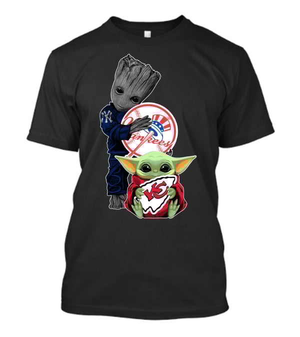Yankees Groot Chiefs Baby Yoda T-Shirt
