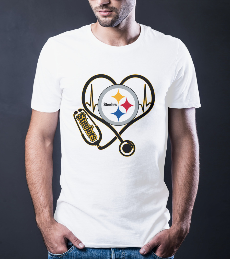 Nurse Heartbeat Pittsburgh Steelers Stethoscope T-Shirt