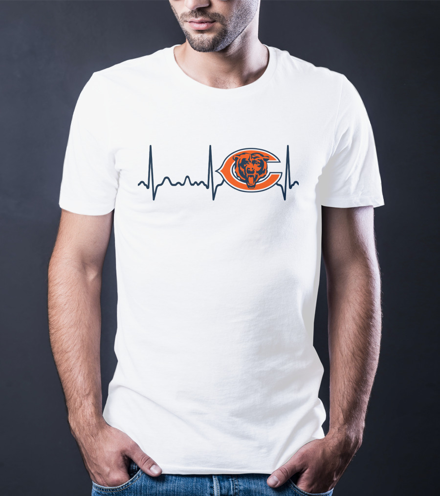 Heartbeat Chicago Bears Logo Electrocardiogram T-Shirt