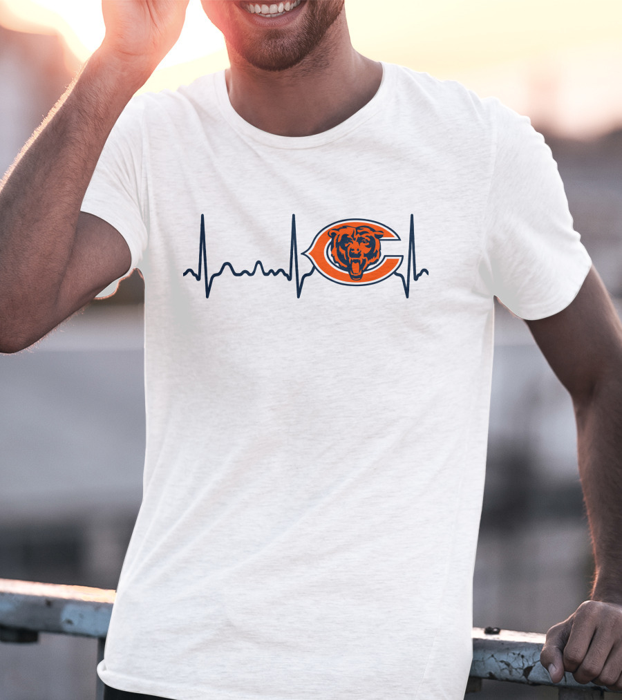Heartbeat Chicago Bears Logo Electrocardiogram T-Shirt