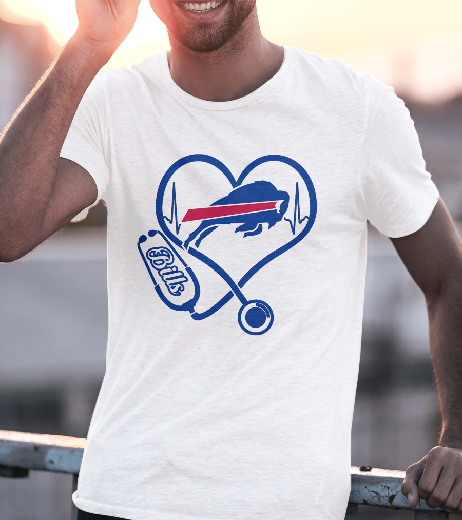 Buffalo Bills Heartbeat Stethoscope Nurse Love T-Shirt