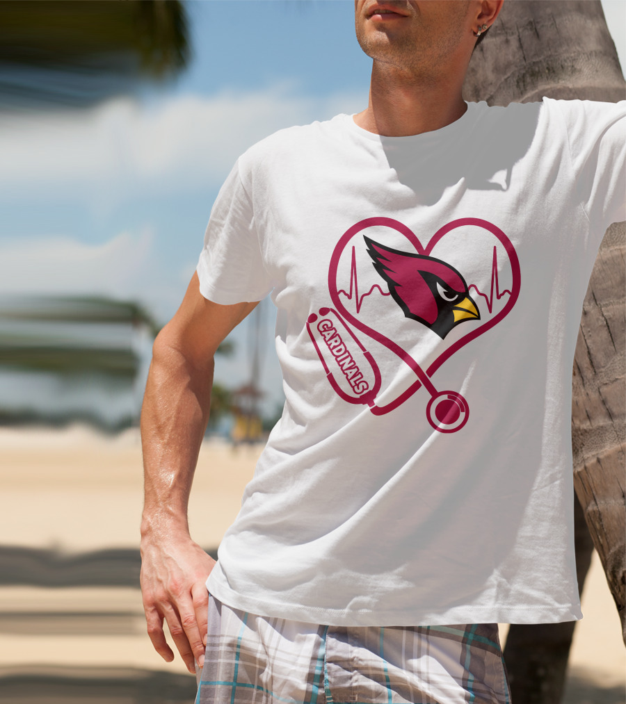 Arizona Cardinals Nurse Heartbeat Stethoscope T-Shirt