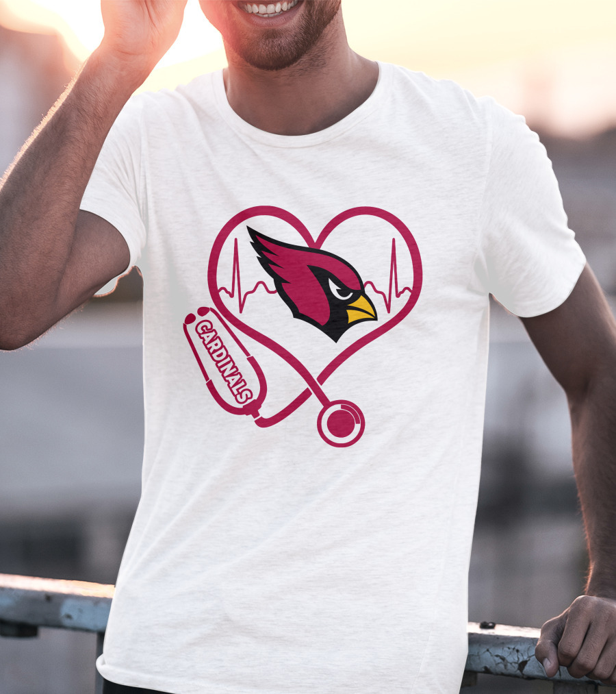 Arizona Cardinals Nurse Heartbeat Stethoscope T-Shirt