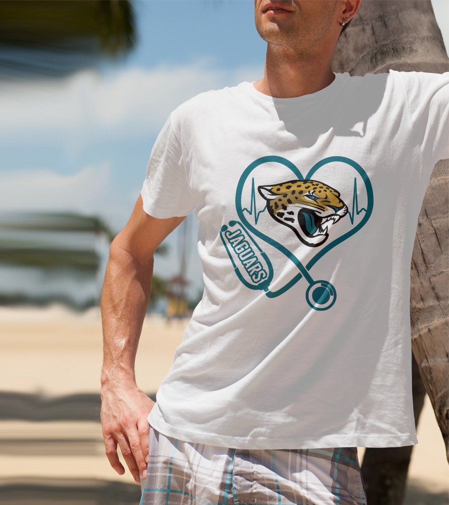 Nurse Love Jaguars Heartbeat T-Shirt