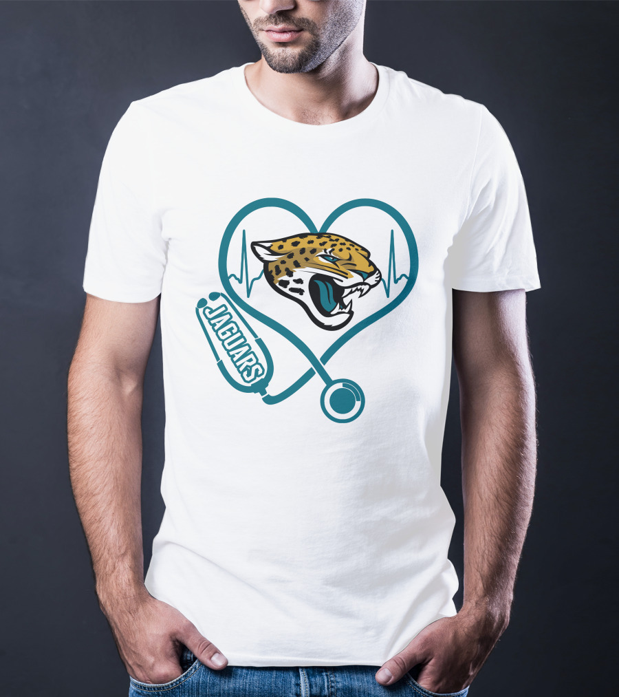 Nurse Love Jaguars Heartbeat T-Shirt